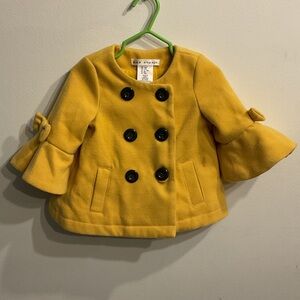 Max Studio Toddler Charming Yellow Coat with Bow Accents. Size 18 months.